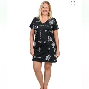 M Mac Navy Beach Print Dress Size M